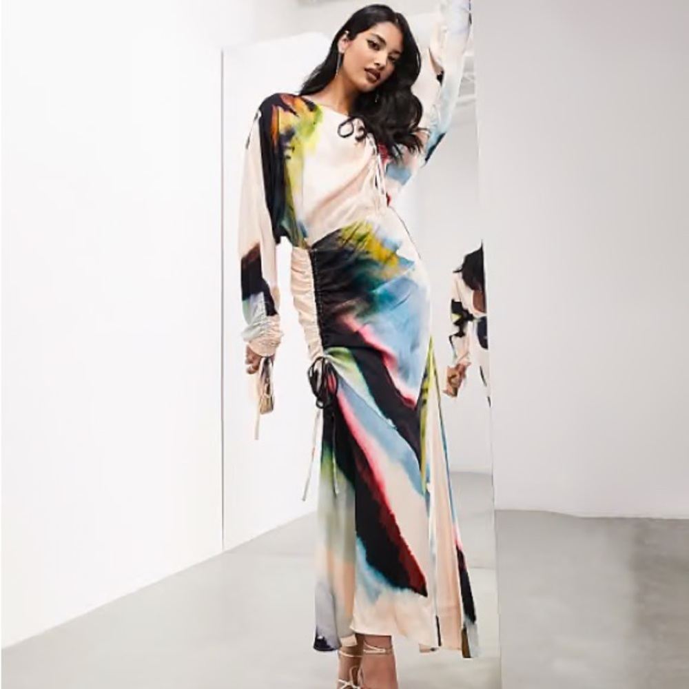 ASOS Multicolor Abstract Print Maxi Dress